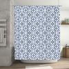 Blue White Ceramic Tile Pattern Waterproof Shower Curtain 3D Printing Bathroom Decor Waterproof Fabric Blue White Bath Mat Print