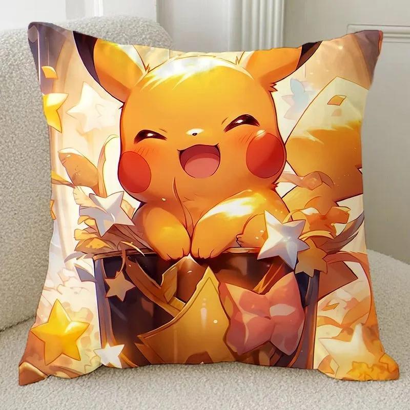 Покемон Аниме Периферийная Наволочка Пикачу Милая Декоративная Наволочка Дом Гостиная Диван Комната Украшение Детский Подарок 16x16Inch