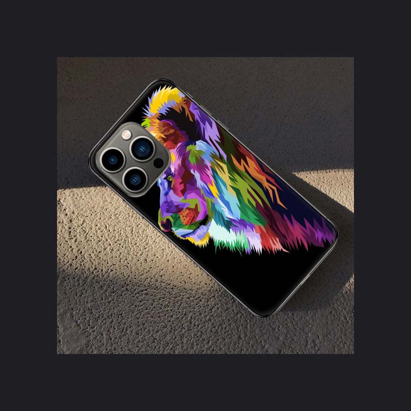 Bilder von farbigen Löwen-Telefonhüllen für Apple iPhone 15 13 12 11 14 Pro Max Mini Cover SE 2020 X XS XR 8 7 6 6S Plus 5 5S Shell Co