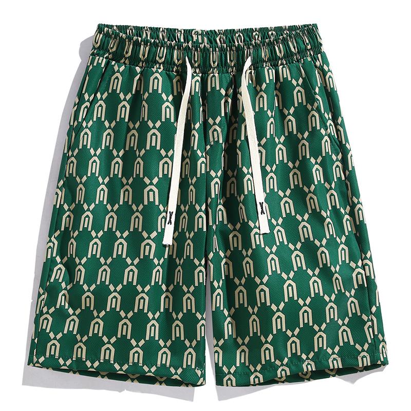 

Летние повседневные шорты мужские винтажные шорты большого размера с эластичной резинкой на талии 5XL(84kg-93kg) зелёный