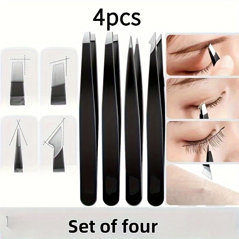 

4Pcs Stainless Steel Tweezers,For Hair Removal,Beard Trimming,Eyebrow Shaping,Precision Eyebrow Tweezers,Facial Hair Management