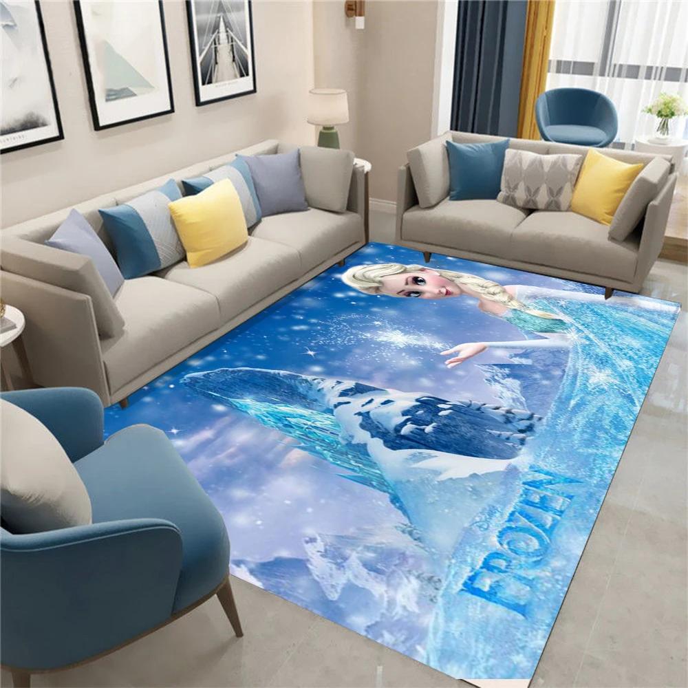 Tapete de Área Floco de Neve Elsa Congelada para Decoração de Quarto de Meninas, Tema Princesa, Quarto de Bebê, Sala de Jogos, Tapete Macio de Chão, Presente para Crianças Fãs