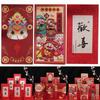 6Pcs Blessings Printing Lucky Money Bag Solid HongBao Spring Festival Essentials Red Packet  2025