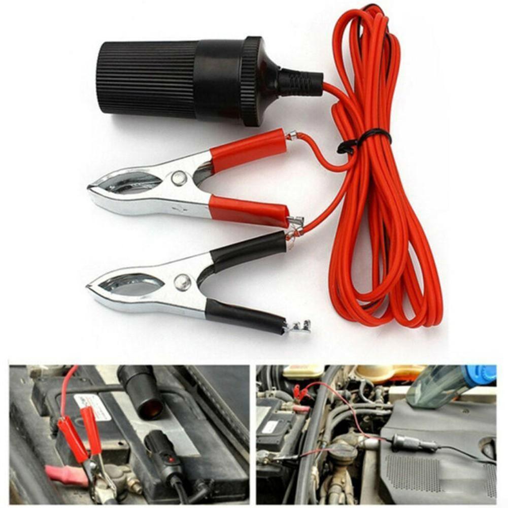 Portable 12V Car Socket Adapter with Battery Clamp Convert 12V Accessories