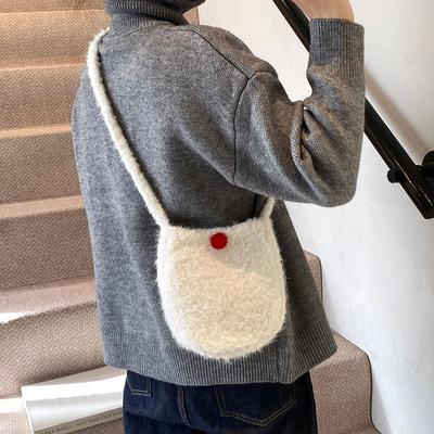 2025 neue Mode Macaron Plüsch Oval Niedlich Klein Umhängetasche Schulter Rucksack Frauen ins neu