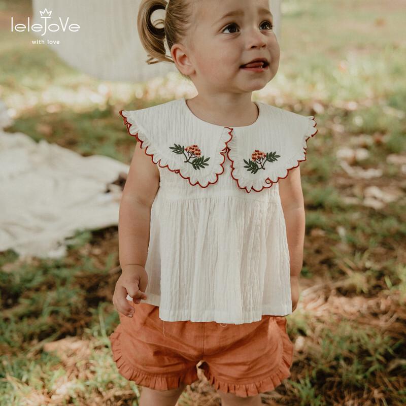 LELE JOVE Girls  Ruffle Collar Sleeveless Blouse 130
