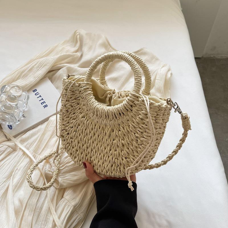 New Versatile Straw Woven Bag Crossbody Handwoven Bag Vacation Beach Bag Women's Tote Bag Portable Vegetable Basket Women's Bag