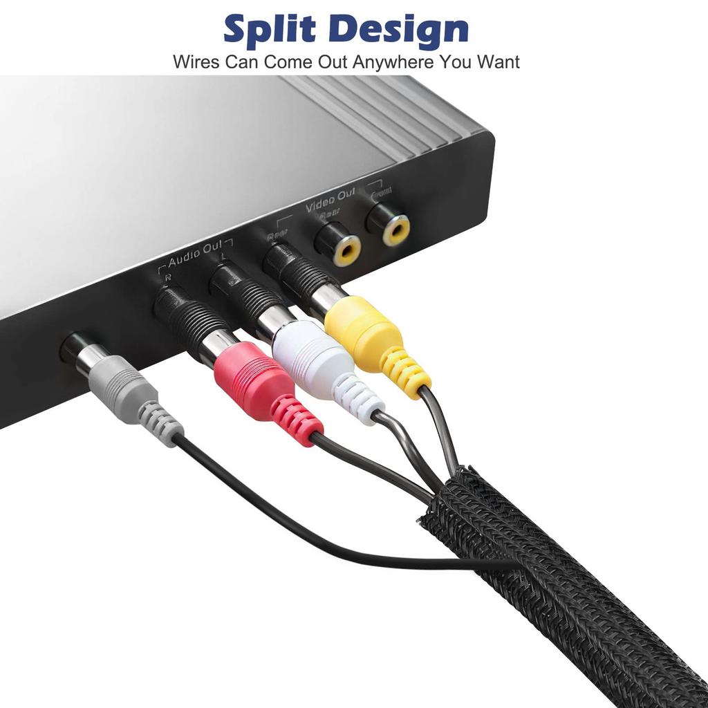 Hocerlu Cable Storage Sleeve, Cable Cover, Braided, Approx. 3m Length, 13mm Diameter, Black