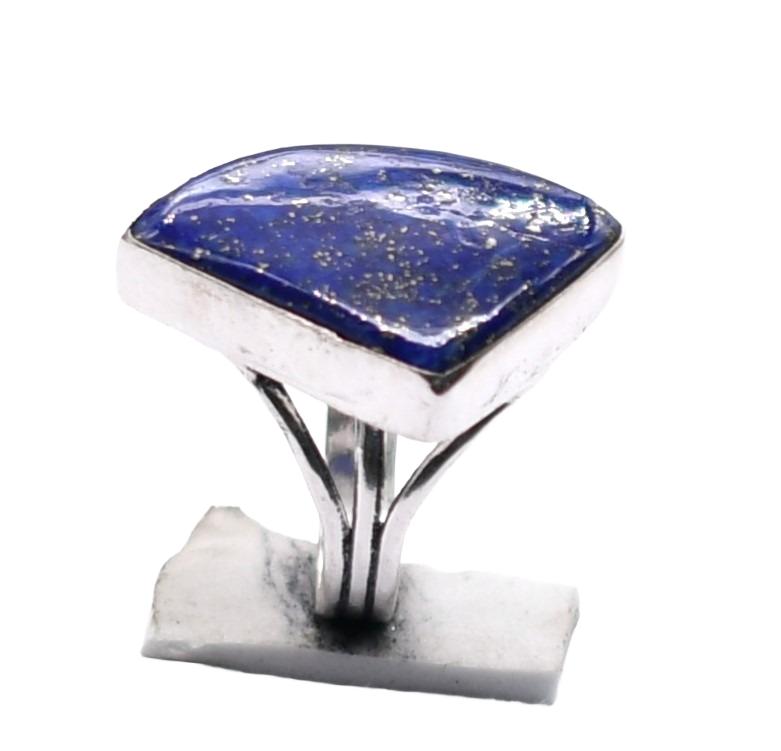 Lapis Lazuli Natural Gemstone Antique Silver Plated Ring US Size-8 R 5379