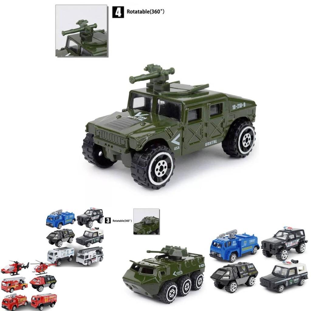 Miniature Alloy Firefighter And Police Vehicle Model Set 187 Scale Pocket Toy Collection
