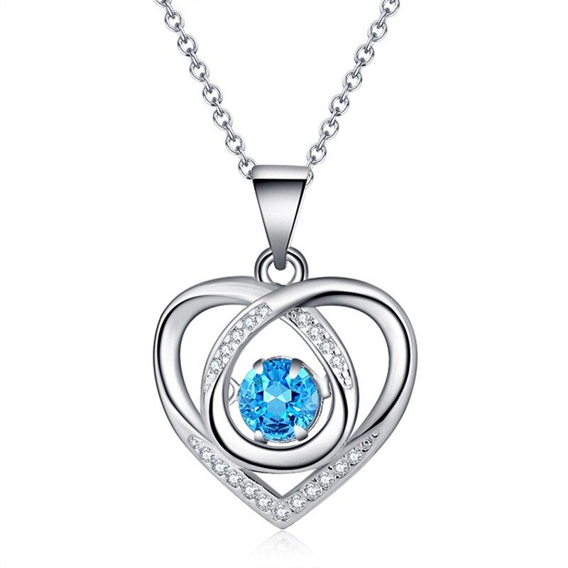 

Ожерелье из стерлингового серебра 925 пробы с бьющимся сердцем, синий циркон для женщин, ювелирные изделия на день Святого Валентина, подарок для вечеринки