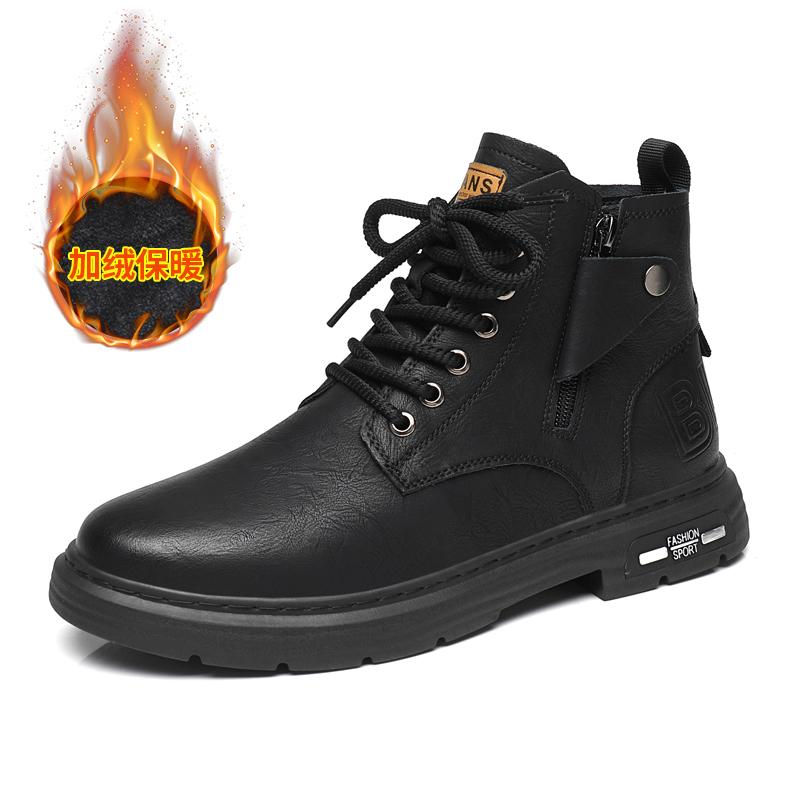 

Мужские зимние теплые плюшевые ботильоны из натуральной кожи для улицы, модные повседневные ботинки на шнуровке, новые удобные нескользящие кроссовки для бизнеса 44