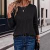 Solid Color Comfortable Round Neck Pit Stripe T-shirts for Spring and Autumn Casual Long Sleeves Women's T-shirts