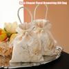 5 Pieces Elegant Floral Drawstring Gift Bags With Pearl Embellishments And Ribbon - Perfect For Weddings, Birthdays, Holidays