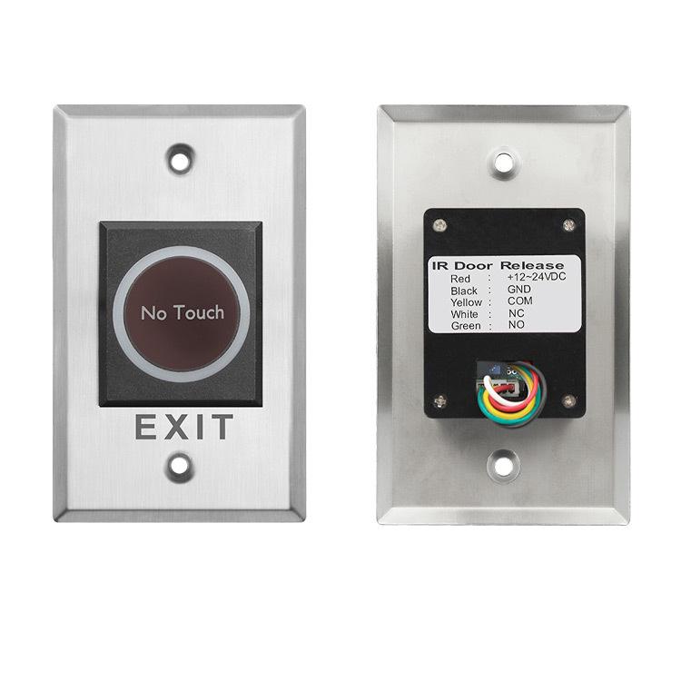 Brushed Stainless Steel Infrared Sensor Exit Switch - Concealed Mount, Contactless Button