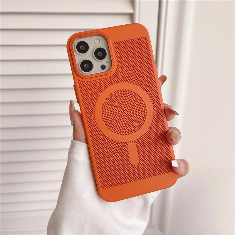 Camera Big Hole Grid Heat Dissipation Magnetic PC Case For iPhone 12 11 Pro Max Non-Slip Anti-fingerprint Back Protector Shell Cover