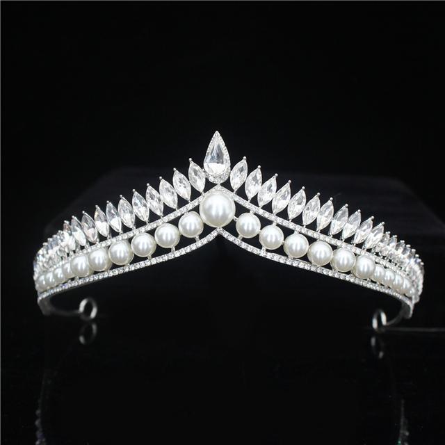 

Модная повязка на голову со стразами и жемчугом, великолепные диадемы и короны, свадебные украшения для головы, свадебные аксессуары для волос Diameter14cm