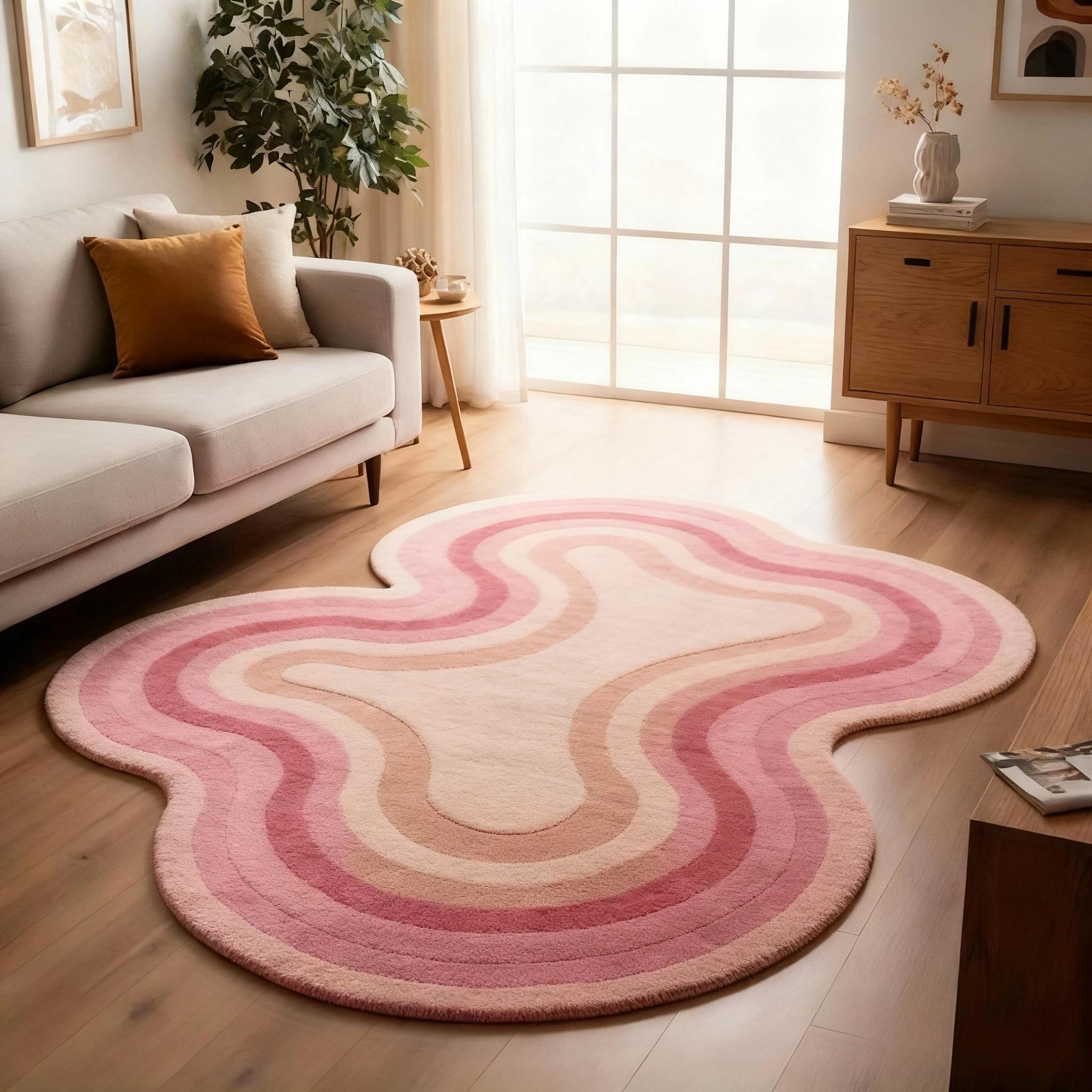 Dopamine Decoratief Tapijt Onregelmatig Vormig Tapijt Zacht en Pluizig Gebiedstapijt Geschikt voor Woonkamers Esthetische Huisdecoratie 80x120cm