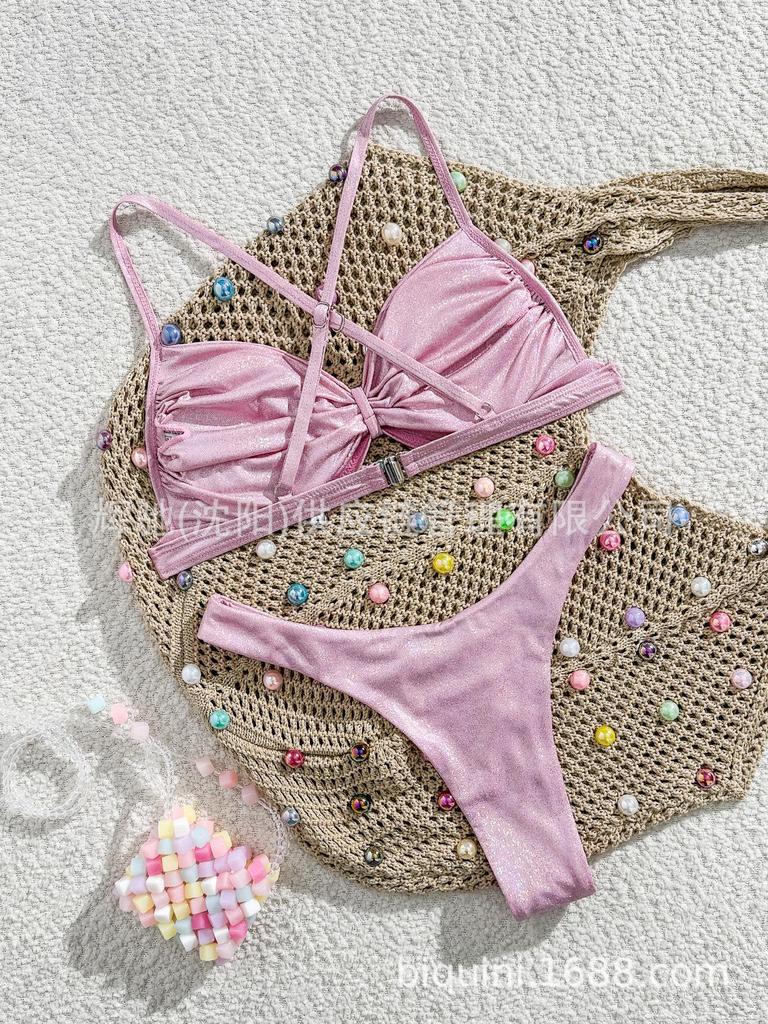 Shiny One-Piece Bandage Bikini - European & American Style Swimsuit