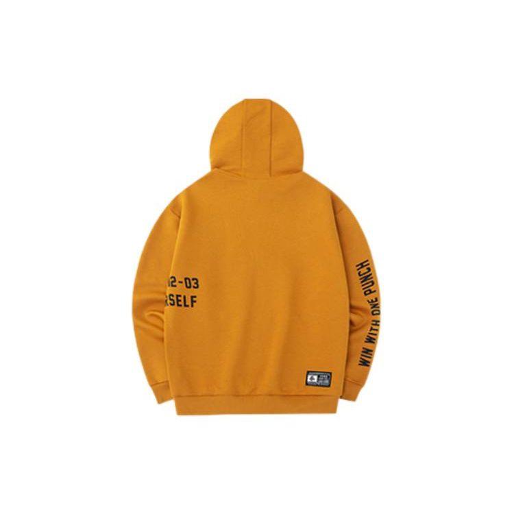Anta Letter Print Drawstring Hoodie With Long Sleeves Men Tops Brick-Brown 152237722-2