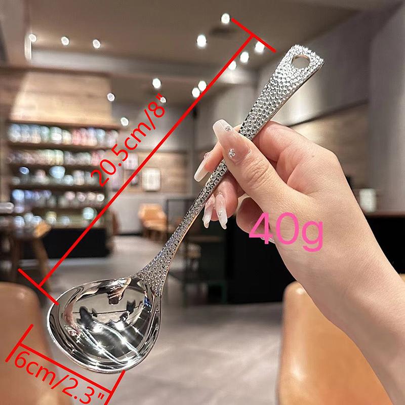 Suppenlöffel aus Edelstahl, vertiefter Löffel mit großer Kapazität, silberfarben, hochglanzpoliert, Besteck, Suppe, Reis, Geschirr für die Küche zu Hause