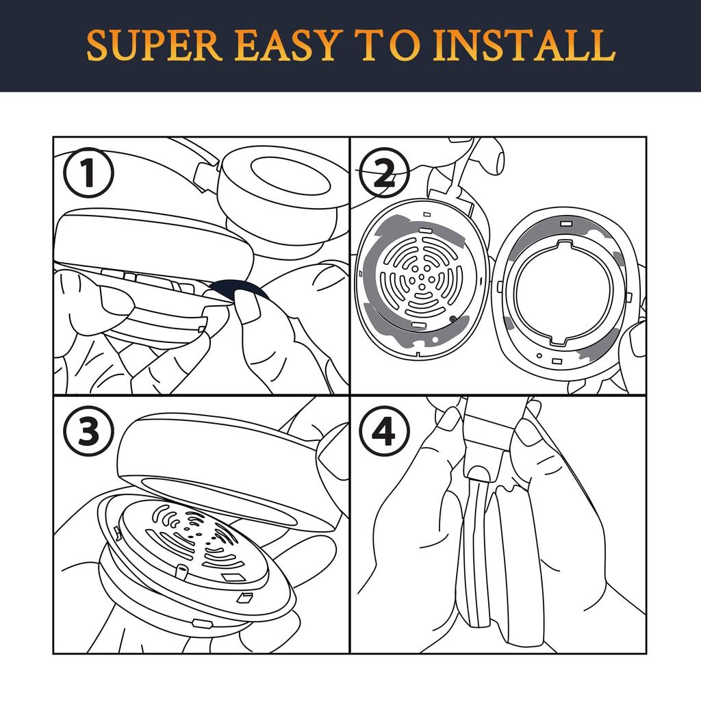 SOULWIT Replacement Ear Pads for JBL E55BT Wireless Headphones, Protein Leather and High-Density Foam, Black