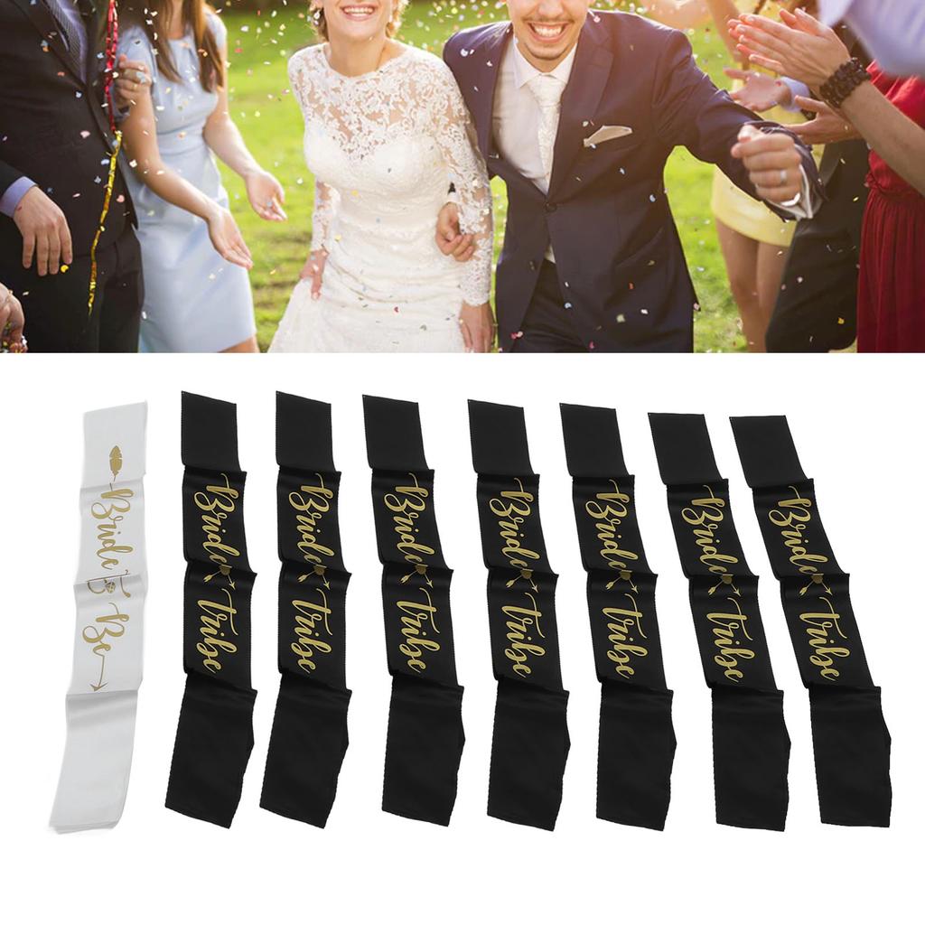8Pcs    smaid Sash Gold Letters Hypoallergenic Material Wedding   to Be Sash Set for Wedding Parties