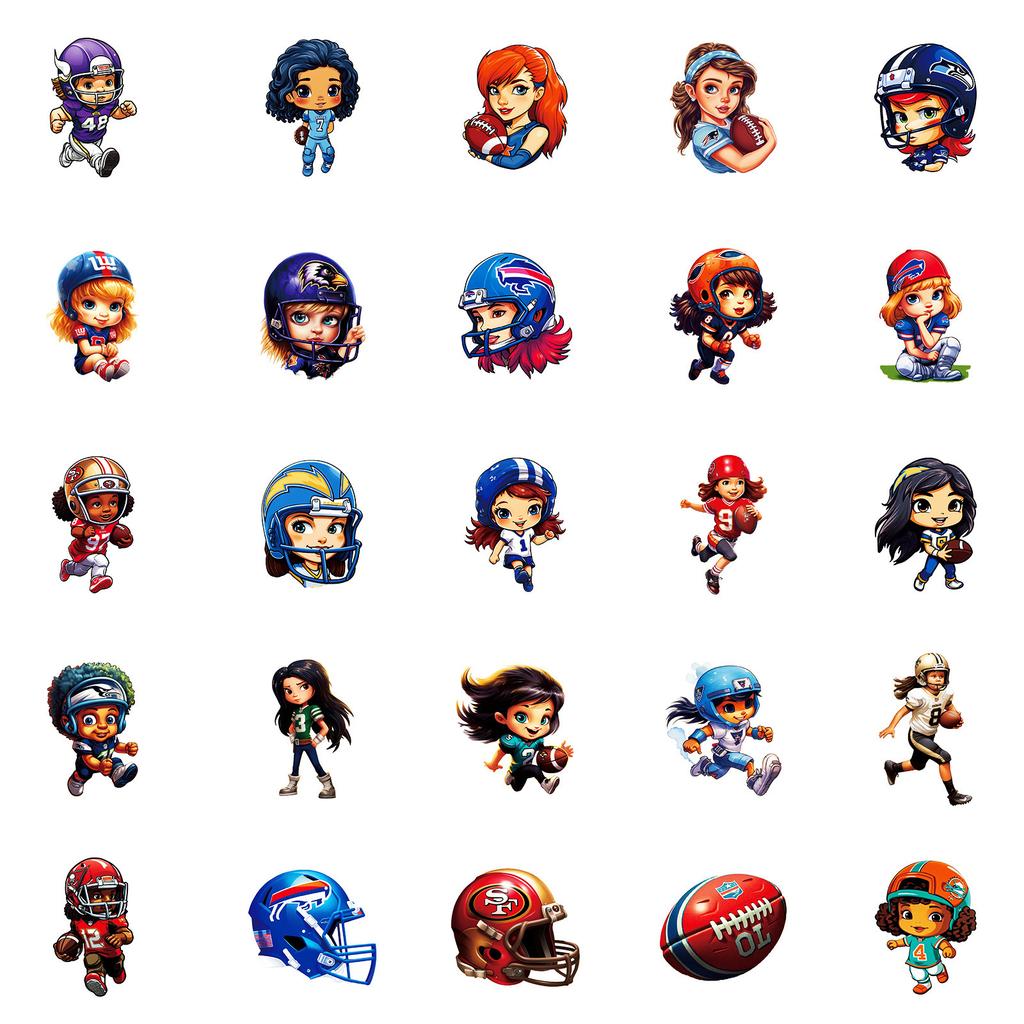 50 New Style Cute Rugby Player Graffiti Stickers Sunny Girl Stickers