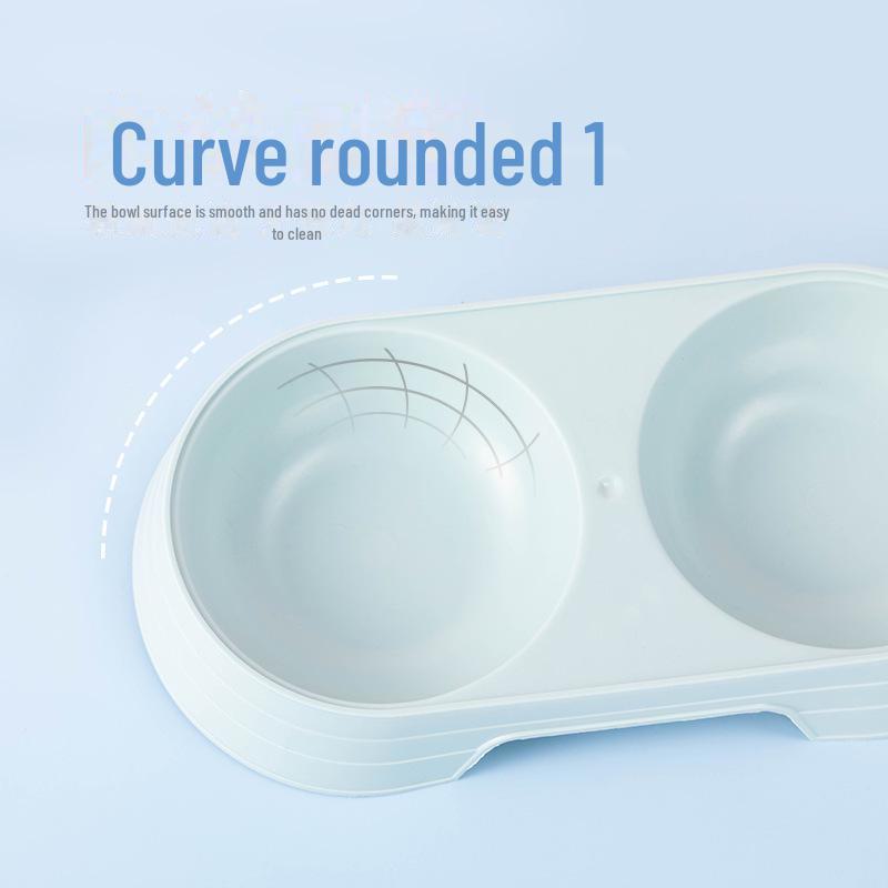 Cross-Border Double Cat Bowl: High-Legged Plastic Pet Bowl for Food & Water