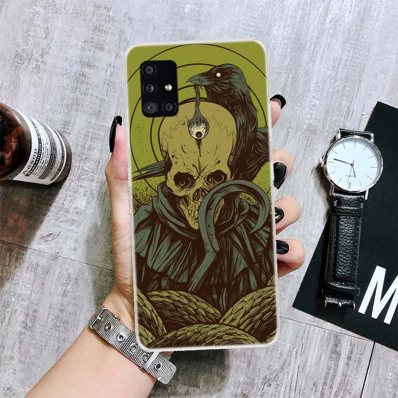 Crow Raven Dark Skull Phone Case For Samsung Galaxy A12 A22 A32 A42 A52 A72 A51 A71 5G A41 A31 A21 A02S M12 M21 M31 M30S Fundas