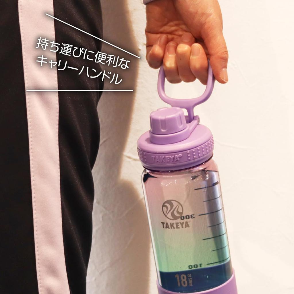 Takeya Official Clear Bottle 520ml Durable Bottle TAKEYA FLASK Scale Carry Handle with Silicone Bumper Water Bottle Lightweight Direct Drinking