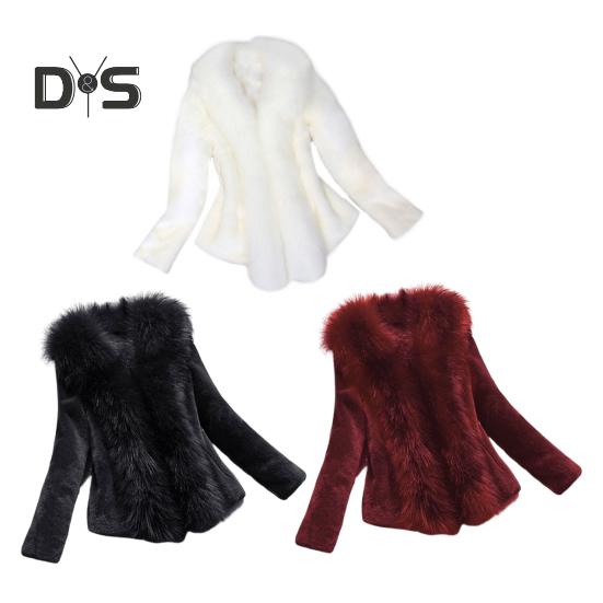 Winterjacke für Damen, dicker Kunstpelz, Wärmespeicherung, einfarbig, lange Ärmel, luxuriöser Stil, für Zuhause, Party, Büro, Club, Urlaub, Mantel