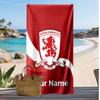 Asciugamano da Spiaggia Stampato Personalizzato Middlesbrough FC Logo Calcio Supporto Nome Personalizzato Testo Asciugamano Assorbente Per Sport Viaggio Regalo Speciale