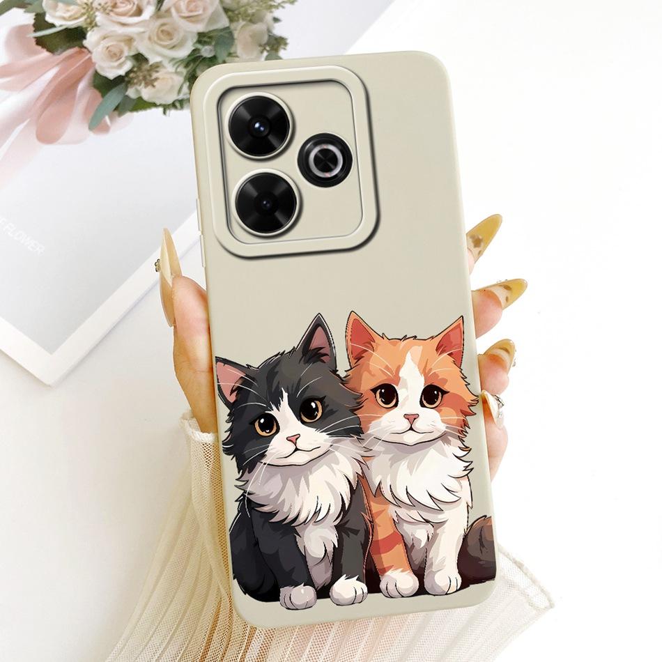 For Xiaomi Redmi 13X Cute Cat Flower Cartoon Phone Case For Redmi 13X Shockproof Soft Silicone Covers Bumpers