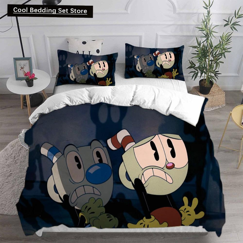 New 3D Print Game Cartoon Cuphead Bedding Sets Comforter Quilt Bed Cover Duvet Cover Pillow Case 2-3 Pieces Sets Kids Adult Size