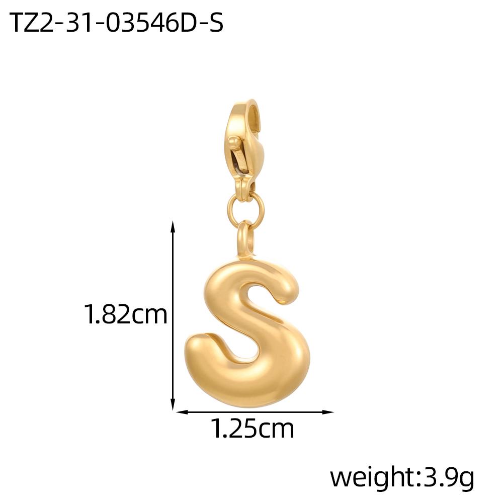 CARLIDANA 3PCS Bubble Letter Jewelry Pendant A-Z Stainless Steel Lobster Clasp Gold Color Bracelet Alphabet Charms Accessories