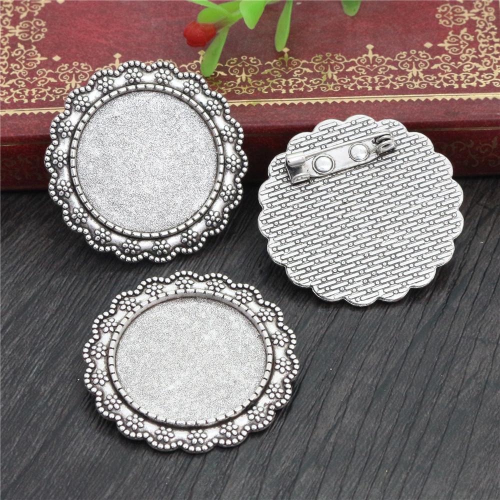 New Fashion 5pcs 25mm Inner Size Antique Silver Plated and Antique Bronze and Antique Gold Color Brooch Cabochon Base Setting