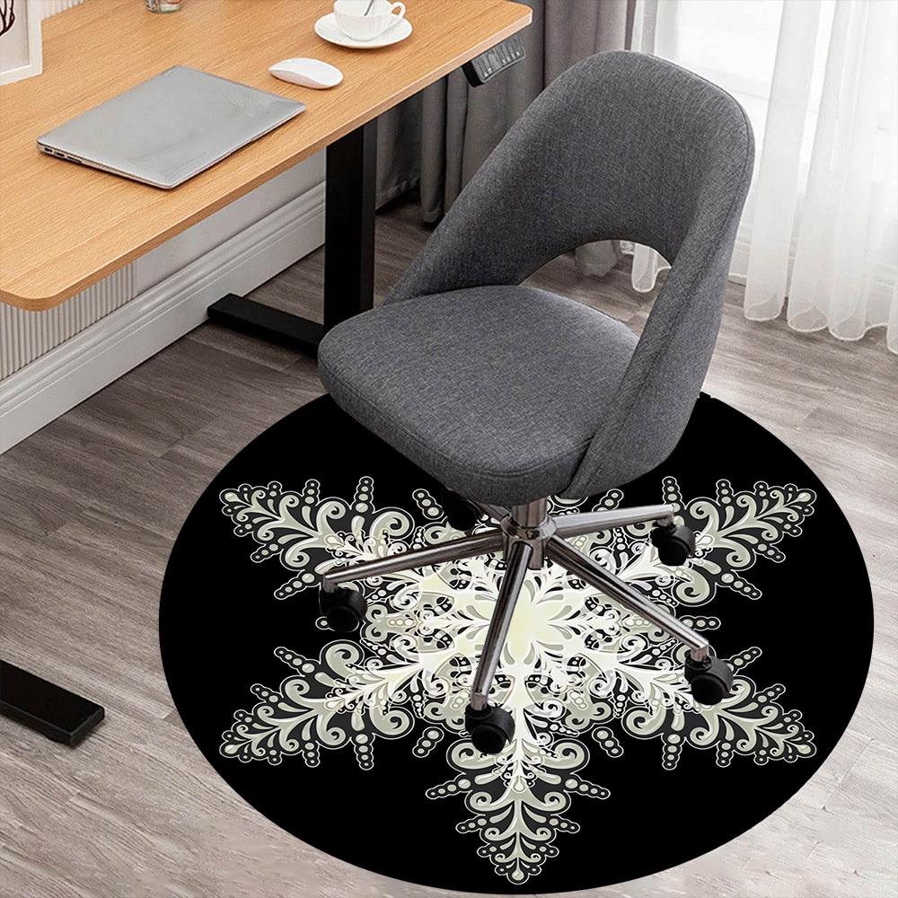 

1pc snowflake design Round Chair mat Area Rug - Non-Slip, Floor Mat for Office, Bedroom, and Indoor Decor c1118032 80cm by 80cm