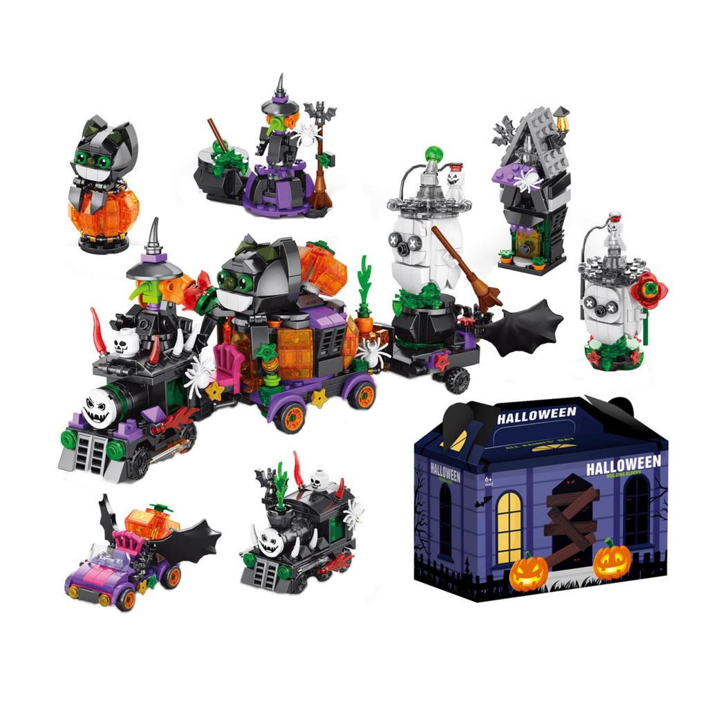6pc Halloween Building Block Set Haunted House Pumpkin Witch Broomstick Ghost Coffin Accessories Compatible Construction Toys
