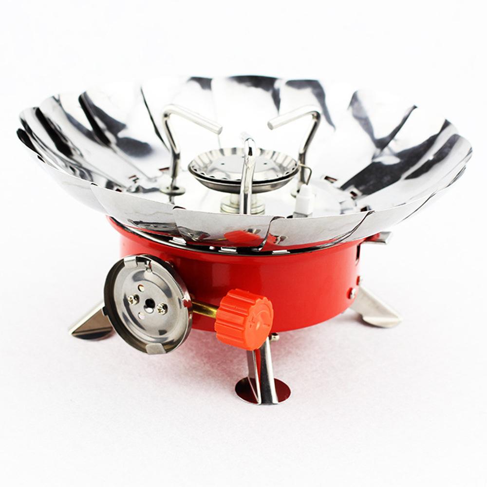 Outdoor Mini Portable Folding Heater Camping Lotus Burner Kitchen Cooker Heating Foldable Furance Head Card Gas Stove Wind Proof