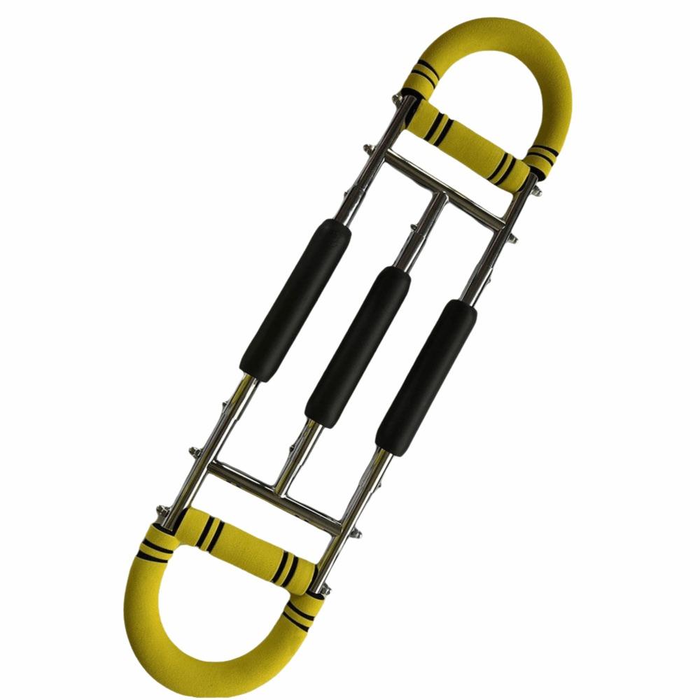 Triple-Spring Arm Twist Adjustable Chest Expander Strength Training Arm Trainer Indoor Workout 45kg-yellow and black