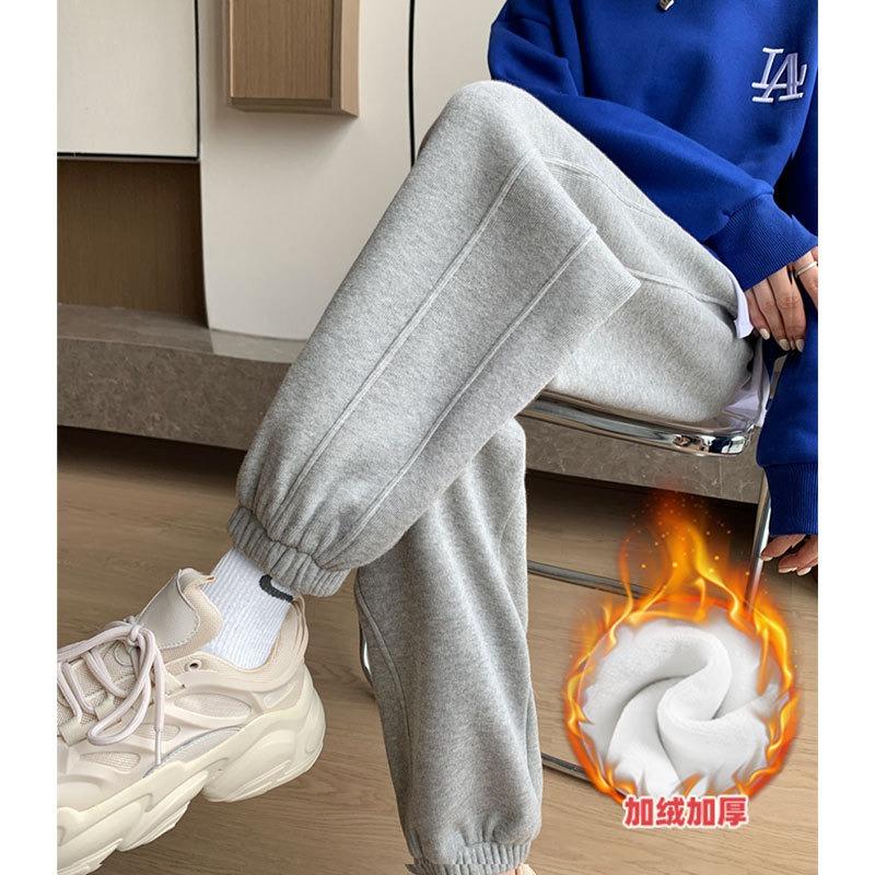 Black Sweatpants Children's Autumn and Winter New Small Tied Radish Pants Winter Casual Fleece Sweatpants