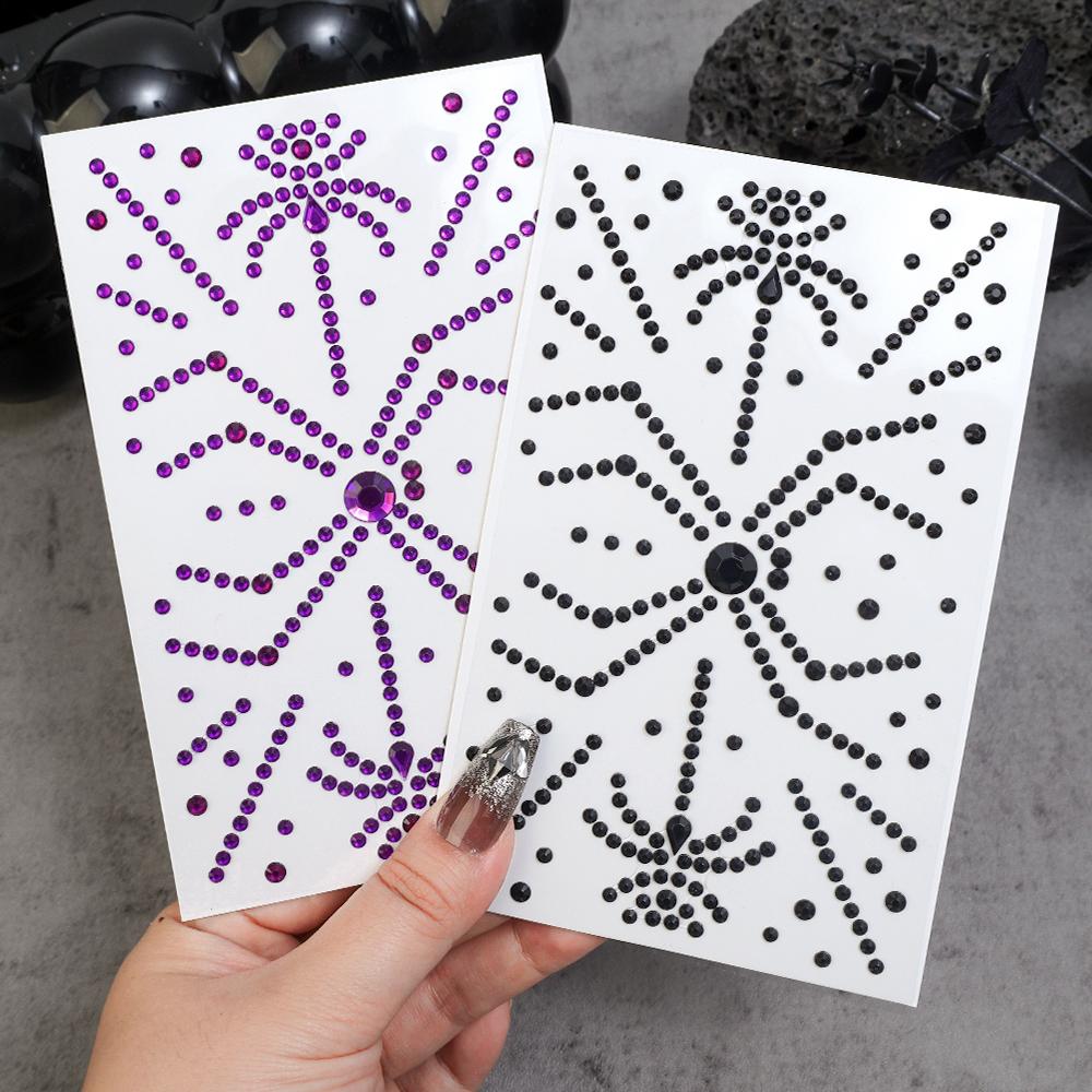 Purple Spider Acrylic Rhinestone Stickers Diamonds Jewels Self Adhesive Halloween DIY Temporary Tattoos Facial Decorate Supplies