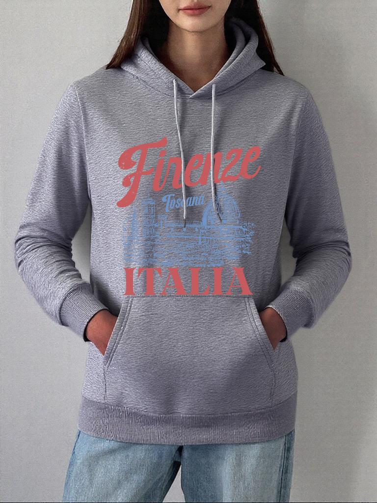 Firenze Italia Florenz Kathedrale Drucke Hoodie Damen Lässig Locker Sweatshirt Basics Tasche Pullover Winter Fleece Warme Kleidung