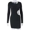 Mode Neue Slim Fit Schwarz Sexy Abendkleid Frauen Hohe Taille Hohl Metall Kette Spleißen Party Kleider für Frauen Sommer Casual Kurze kleid 25843
