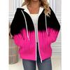 Large Women's Hooded Zipper Hooded Sweatshirt, 3D Gradient Printed Zipper Hooded Sweatshirt, Suitable for Daily and Outdoor Wear