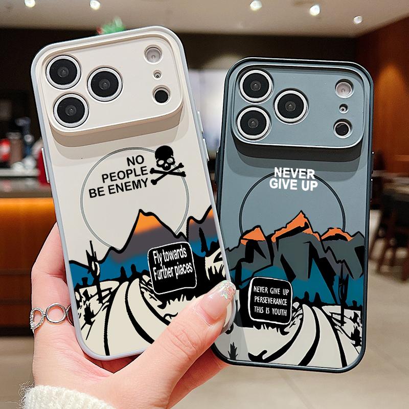 Custodia con Motivo Paesaggio Montagna Innevata Per iPhone 17 Pro Max Magnetica Per Magsafe Cover Ibrida Sottile Opaca Per iPhone 16 15 14 13 Pro Max