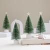 Mini Christmas Trees with LED Light Decor Tabletop Crafting DIY Christmas Gift Green Brush Trees Plastic Winter Snow Ornaments