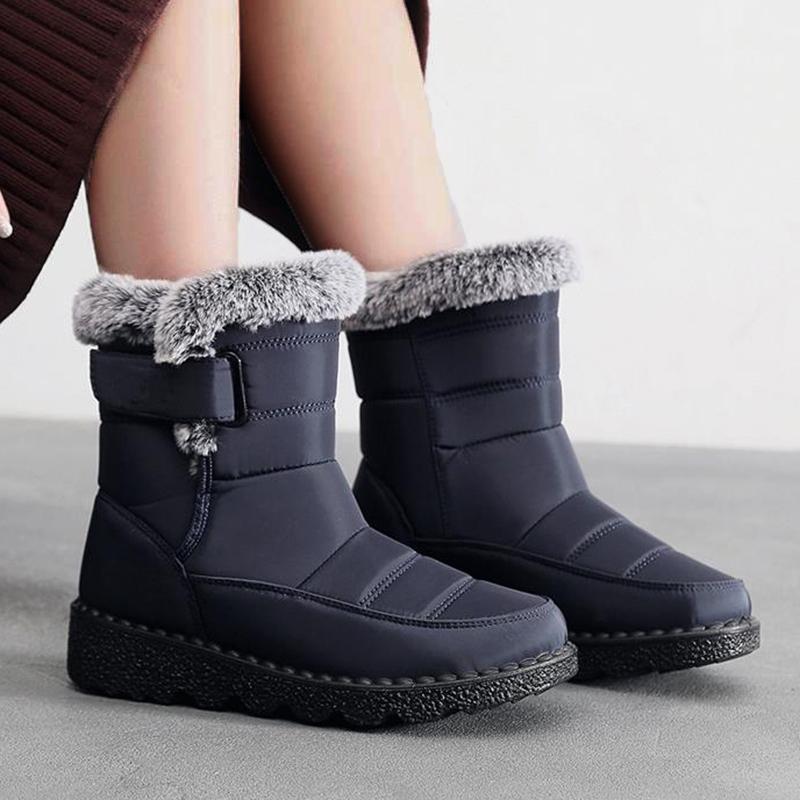 Boots Woman Snow New Woman Shoes Zipper Shoes Women Solid Mid Women's High Boots Waterproof Flat Botas Mujer Winter Ladies Boots