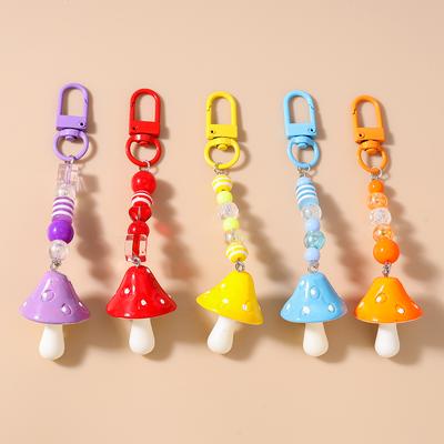 Cute 3D Simulation Mushroom Keychain Women Girls Handmade Beaded Key Ring Pendants for Handbag Charm DIY Key Chain Jewelry Gifts